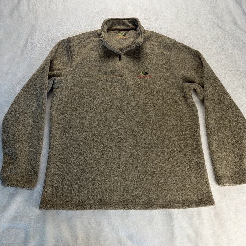 Mossy Oak Pull Over 1/4 Zip Men L Embroidered Brown